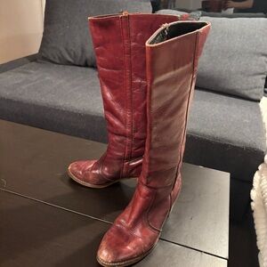 Dexter Over-the-Knee Leather Boots in Burgundy